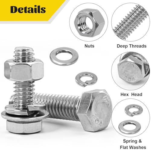 260PCS SAE 1/4-20, 5/16-18, 3/8-16 Hex Bolts Assortment Kit & 1220PCS M3 M4 M5 M6 Metric Hex Socket Head Screws Assortment Kit