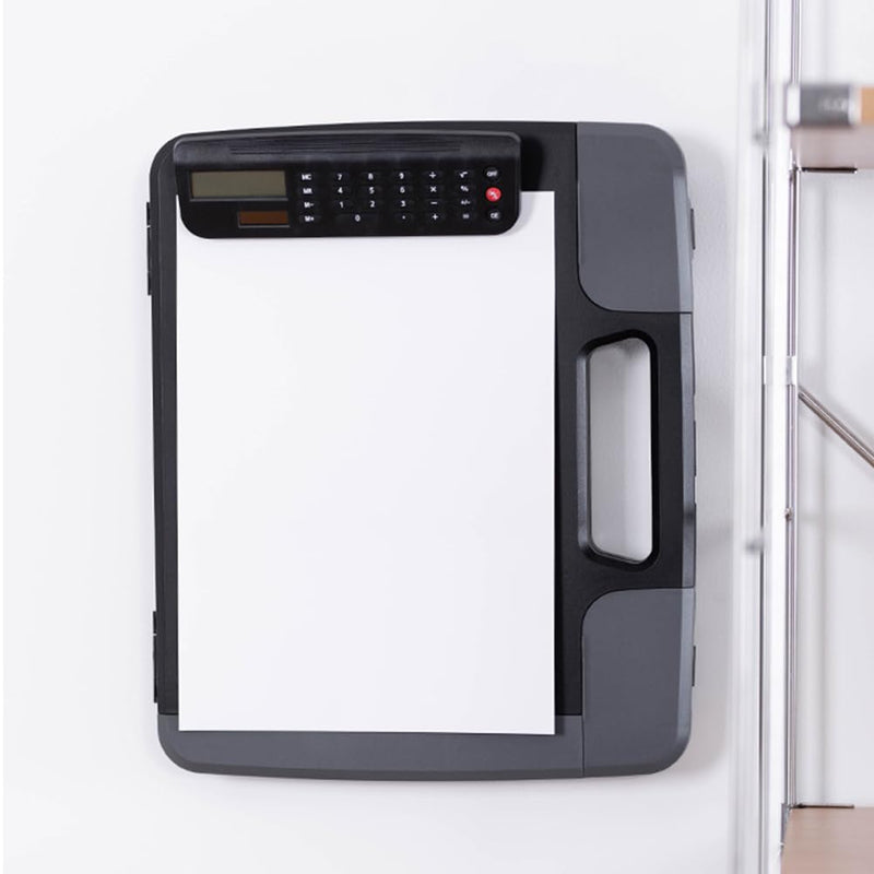 Cabilock Box Binder Portfolio Writing Pad Paper Storage Box Clipboard with Calculator A4 Clipboard A4 Files Storage Holder Writing Board Storage Rack Document Clipboard Case A4 30.7*36.6*6.7cm Black