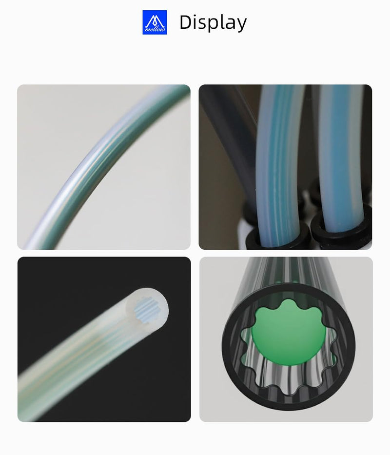 5Meters Up to 260°C Upgraded PTFE Tube OD 4mm Star Shape Inner Ultra Smooth Flow Compatible with Bambulab A1 A1 mini H2D H2S P1P P1S X1 All FDM 3D Printers with 1.75mm Filament (Translucent, 5M) Translucent