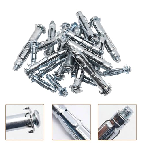 30 pcs Molly Bolts & 20PCS Metal Cavity Hollow Wall Anchors and Heavy Duty Wall Anchor Gun Setting Tool for Hollow Wall Anchor Plasterboard Fixing
