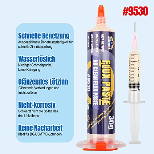Soldering Paste Flux, 30 ml Lead-Free Syringe Solder Flux Paste, No Clean Rosin Soldering Flux for SMD BGA LED PCB Electronics Soldering (1.62oz/46g)