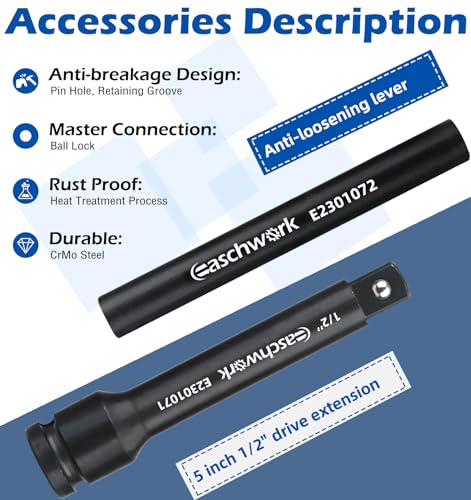 7Pc Half Lug Nut Socket 1/2" Thin Impact Flip Socket Set for Damaged Nuts