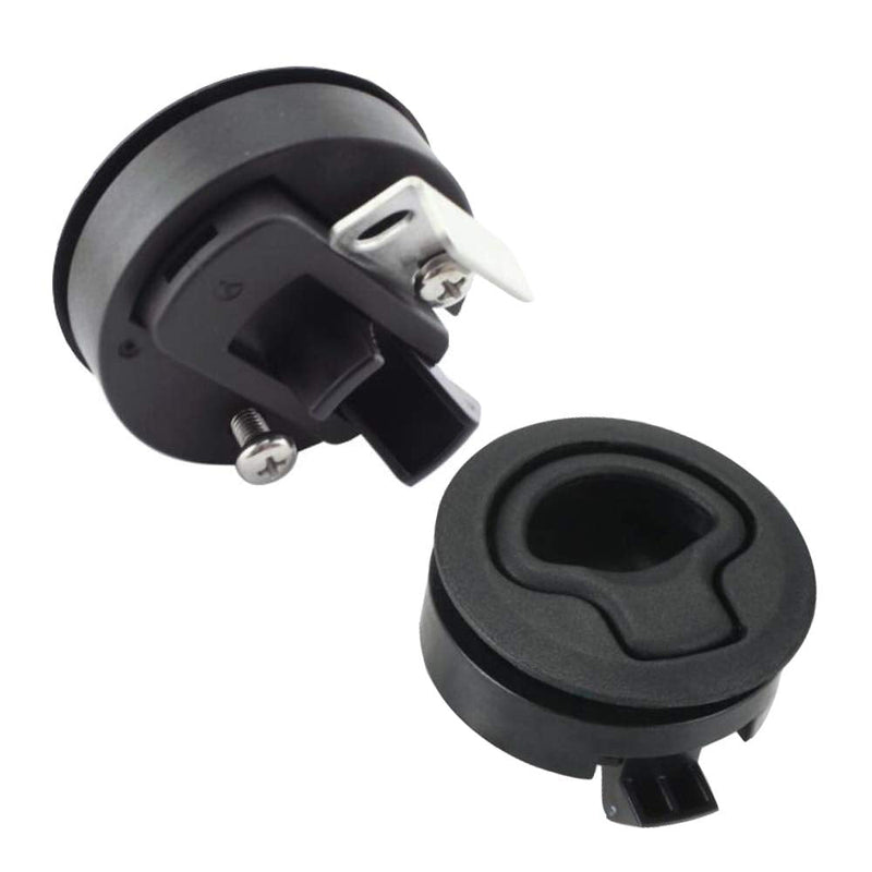 WJSKDQ 4PCS Boat Slam Latch 2'' Flush Pull Slam Latches Round Plastic Round for RV Boat Door Hatch Cabinet Pull Locking Deck Hatch Door black