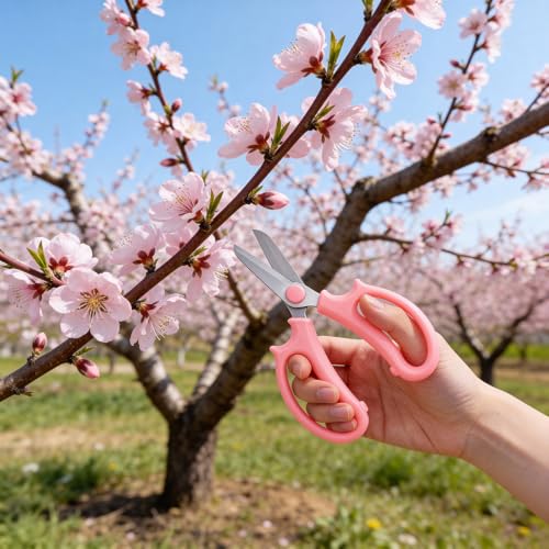 20 Pcs Garden Shears Flower Scissors Flower Cutters for Stems Pruning Stainless Steel Floral Shears Floral Scissors with Comfortable Grip Handles for Fruit Picking Plant Stems Trimming (Pink)