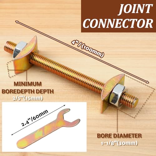 Gisafai 24 Set Countertop Connector 5/16" x 3-1/2" Furniture Fastening Butcher Block Hardware Table Joint Miter Draw Bolt Countertop Flip Connector Kit for Bed Frames Breadboard