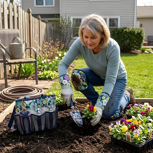 8-Piece Floral Garden Tool Set with Knee Pads & Gloves