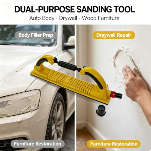 Adjustable Dust-Free Hand Sanding Block, Vacuum Hand Sanding Board for Auto Body, Wood, Wall Polishing, 2 Pack