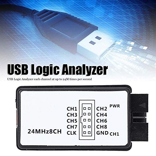 USB Logic Analyzer, USB Logic Analyzer Device Set Mini Digital Pocket Size 8-Channel Input Memory 24MHz