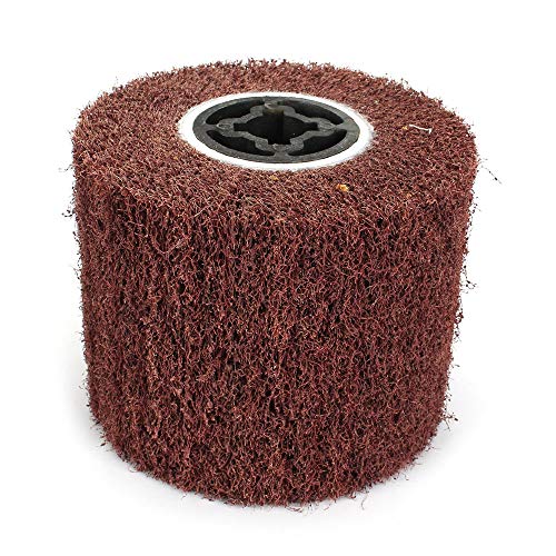 120x100x19mm Non-Woven Abrasive Wire Drawing Polishing Burnishing Wheel Flap Brush for Surface Treatment Stainless Steel, Aluminum, Copper, and More - 80 Grit