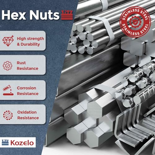 400pcs Hex Nuts Assortment Kit 304SS Hardware Nut Set Silver 1/4"/5/16"/3/8"/1/2",#8,M2-M12 400