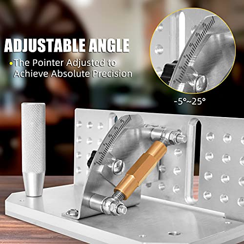 Belt Grinder Knife Jig, 7-3/4’’ Long Sharpening Locator Adjustable Angle -5°~ 25°, Belt Knife Sharpener Jig with Dual Press Plates, Knife Making Angle Grind Guide for Belt Sander Machine Regular 7-3/4" Long