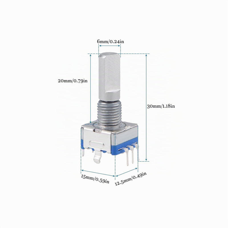QUARKZMAN EC11 Encoder Code Switch Potentiometer 360 Degree Rotation | Pack of 2, for volume control or data selection on LED or LCD display [7 pins 20 mm wave]