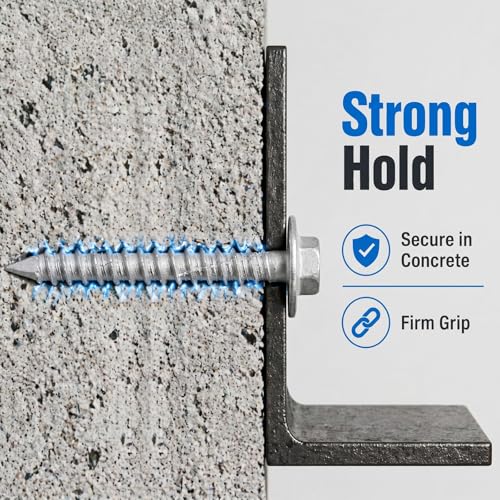 Landhoow 100 Pcs 1/4" x 2-1/4" Hex Head Concrete Anchors, Masonry Screws