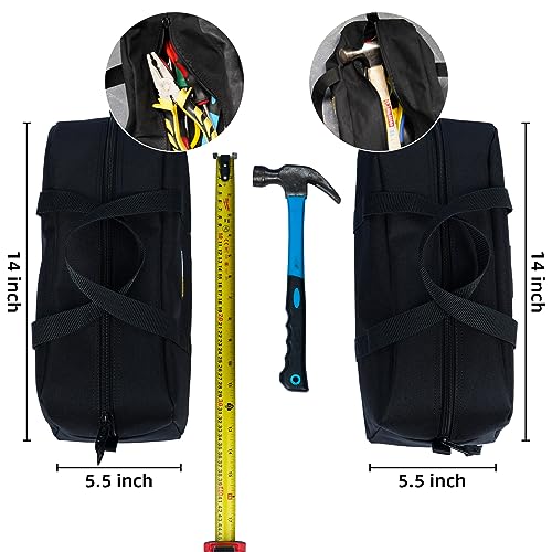MELOTOUGH Canvas Utility Tool Tote bag Combo Kit-Includes 4 Medium Tool Organizer Bags for Electrician, Plumbing, Gardening, HVAC & More (Black & Tan)