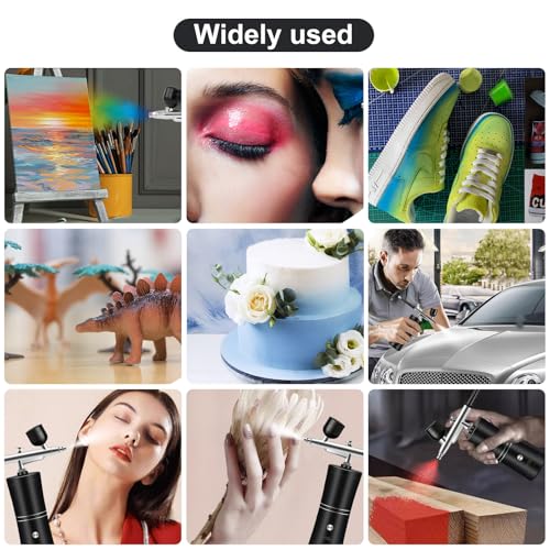 Portable Airbrush with Compressor, Rechargeable Dual Action Air Brush Spray Gun Kit with 10CC 20CC 40CC Cups and Painting Brushes for Nail Art Painting