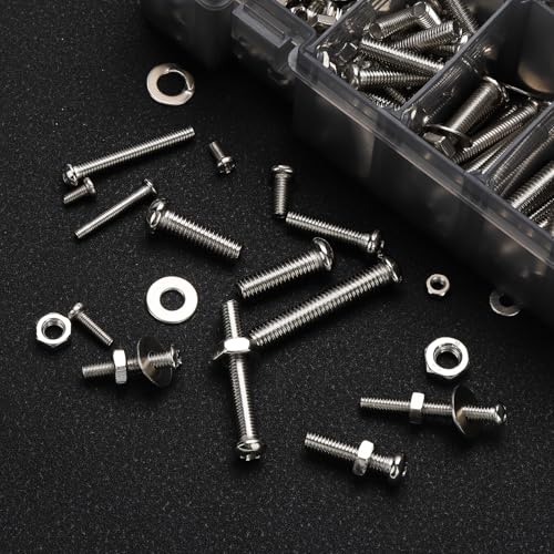 780Pcs Machine Screws Assortment Kit,#4-40#6-32#8-32#10-24 Stainless Steel Screws Set with Nuts Bolts and Flat Washers, for Electronics Furniture Automotive Repair & DIY Projects