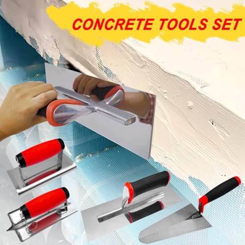 4 PCS Concrete Tool Set, Finishing & Gauging Trowel, Edger Groover Concrete Tool Set, 4 Pcs