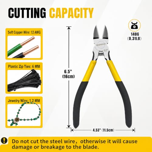BOOSDEN Wire Cutter 6.5 inch Cutting Pliers Diagonal Cutter Snipper 10 Pack 6.5"- 10 Pack