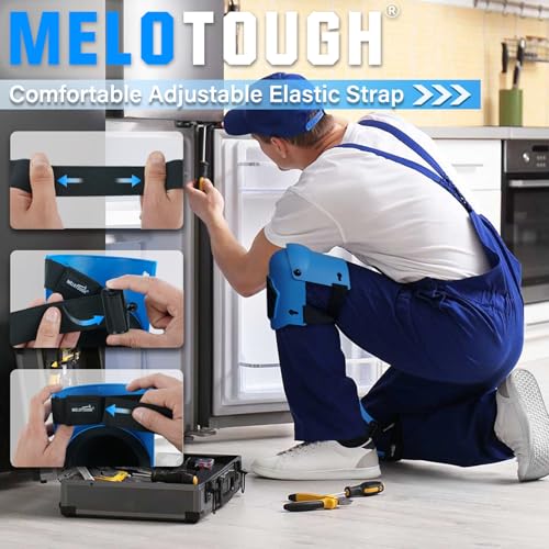 MELOTOUGH Tool Belt Suspenders Construction Bag Suspenders Heavy Duty Padded Work belt Suspenders, Knee Pads for Work,Construction,Flooring,Gardening-Comfortable and Flexible(Blue)