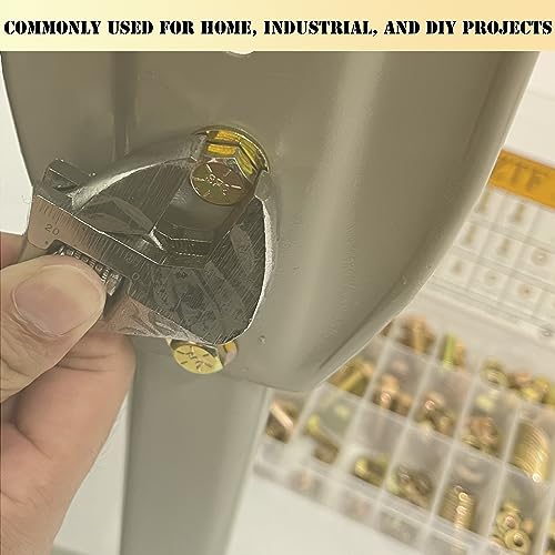 ZTF Bolts and Nuts Assortment Kit，1/4-20 5/16-18 3/8-16 SAE Nuts and Bolts gold-1/4-20 5/16-18 3/8-16 Sae bolts