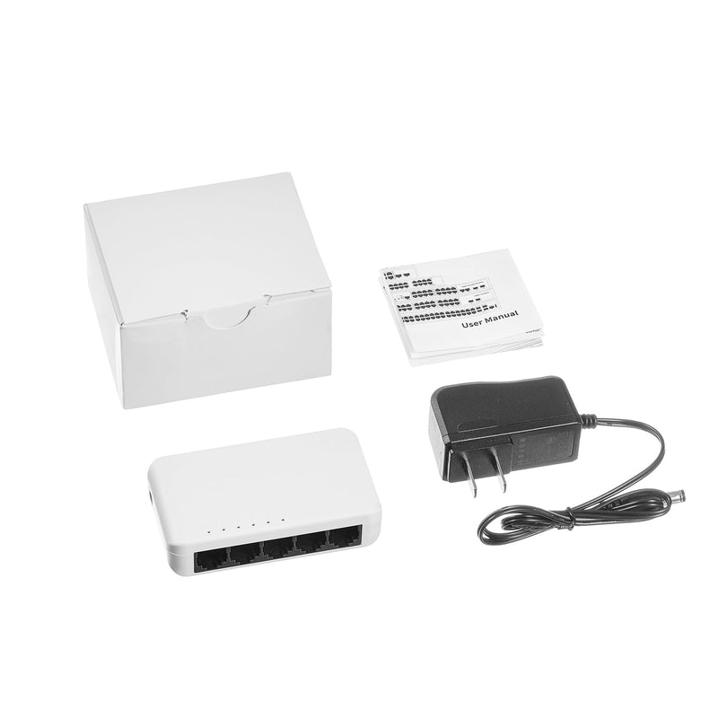 MokerLink 5 Port Gigabit Unmanaged Ethernet Switch, 4 x 100/1000Mbps Ports and 1 Gigabit Uplink, Home Office Network Hub Splitter, Plastics Desktop & Wall Mount Network Switch 5*1G