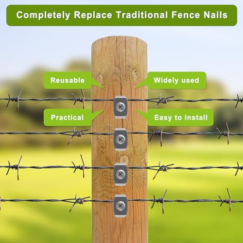 Insaga Fence Staples 304 Stainless Reusable Wire Fencing Staple Screw Nail 1.6''x 100pcs