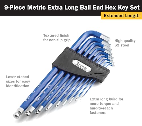Titan 12764 22-Piece SAE and Metric Hex Key Set XL SAE/Metric