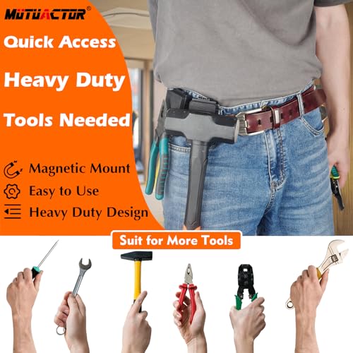 MUTUACTOR Magnetic Tool Belt Clip Heav Duty, 3PCS Quickly Access Super Strong Tool Belt Tool Holster,Anti-Slip Rubber Coated Magnetic Belt Clip for Organizing Screwdrivers Hammers Wrenchs