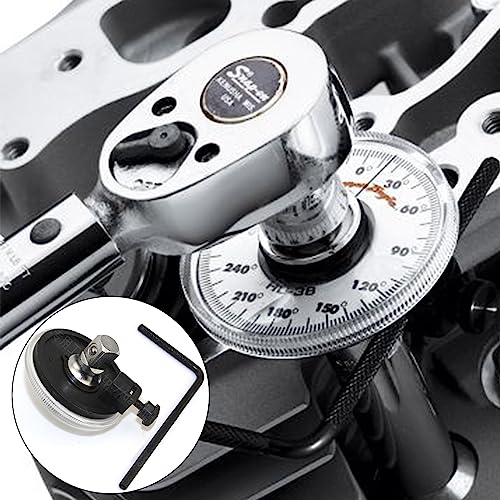 Car Rotary Protractor, Protractor with 0-360° Scale, Torsion Wrench 1/2 Inch with Adjustable Arm for Cylinder Head Screws Nuts