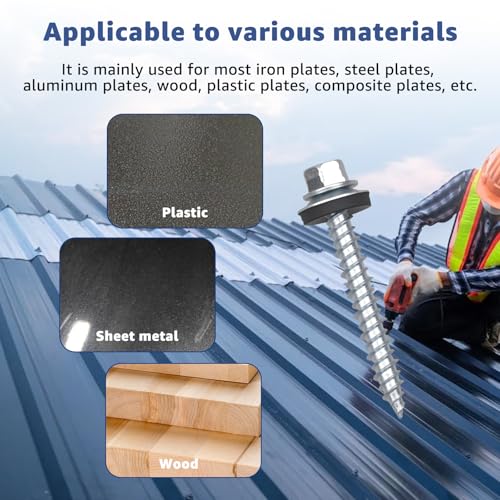 10 x 1-1/2 inch Metal Roofing Screws Hex Head Sheet Metal Roof Screw-300PCS #10 x 1-1/2 inch