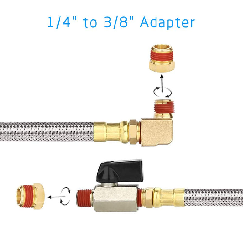 FUNTECK Extended Tank Drain Valve Assembly Kit for Air Compressor with 1/4 or 3/8 inch NPT Drain Valve