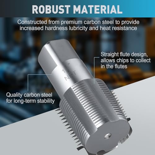 1-1/2"-11-1/2 NPT Pipe Tap Set, Precision Carbon Steel Taps Tool, Metric and Standard for Clean and Re-thread Damaged or Jam Pipe Threads in with Durable Plastic Case 1-1/2" NPT