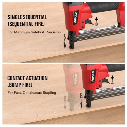 Populo Pneumatic Staple Gun, Air Staple Gun T50, 3000 Staples, Upholstery Red