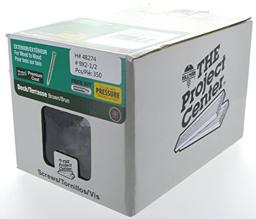 Hillman 48274 Square-Drive Multi-Purpose Wood Screws (#9 x 2-1/2") - 350 pieces, Deck Brown
