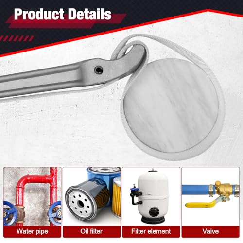 Lasnten 16 Inch Oil Filter Strap Wrench for Plumbing Adjustable Pipe Wrench