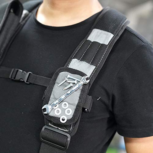 MELOTOUGH Magnetic Suspenders Tool Belt Suspenders with Large Moveable Phone Holder, Pencil Holder + Quick Release Work Belt 1.5 Inch Web Work Tool Belt with Heavy Duty Metal Buckle for Tool Pouch