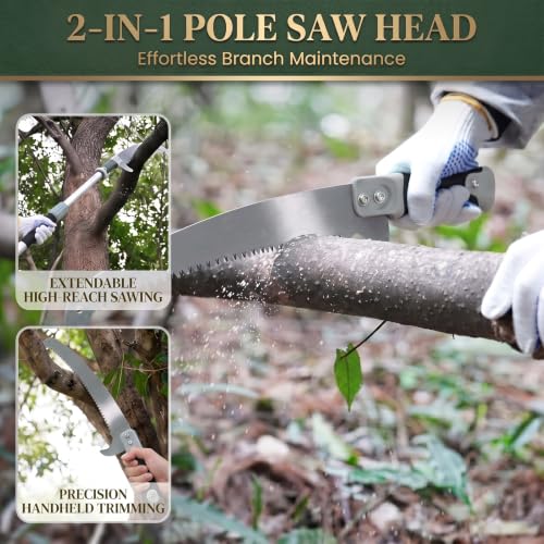 Heavy Duty Pole Saw Blade, Thickened Anti-Bend Pruner & Reinforced Handle for High Branches, Secure Tree Trimmer Attachment Compatible with Standard Extension Pole 22 inch