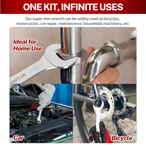BILITOOLS Super-Thin Open End Wrench Set, Metric Slim Flat Wrenches Set