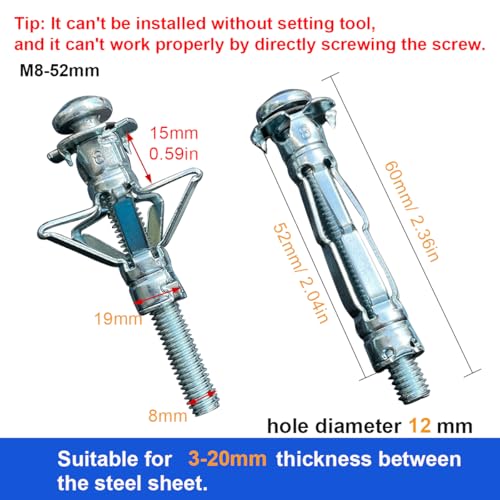 30 pcs Molly Bolts, Metal Drywall Anchors, Heavy Duty Zinc Plated Steel Molly Bolt (M8-52) M8-52