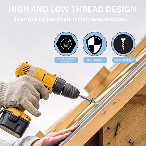 Metal Roofing Screws 10 x 1-1/2 inch, Hex Head Sheet Metal Roof Screw with EPDM Washer for Corrugated Roofing (250Pcs) 10X1-1/2‘’ Silver Ruspert
