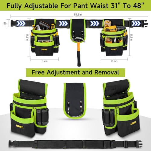Magnetic Tool Belt Pouch Bag With Replacement Padded Tool Belt(Adjustable Waist 34''-40''),Heavy Duty Tool Belts for Men,Work Belts for Electrician,Carpenter,Construction,Utility Belt