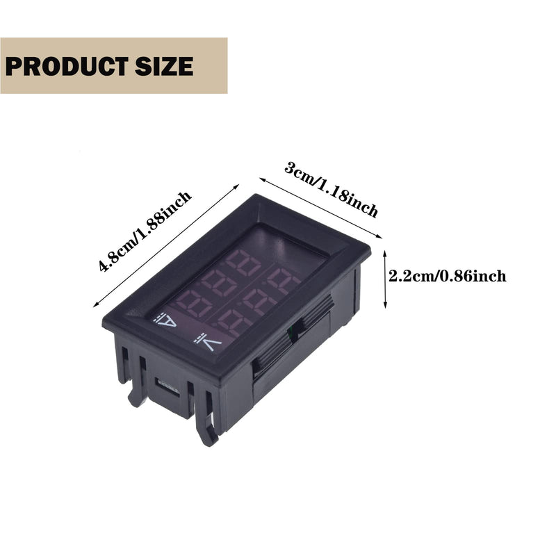 0.28" Digital Voltmeter Ammeter,LED Red&Blue Dual Digital Display Multimeter DC 0-100V 50A Detector Voltage Current Meter Gauge Tester with 50A Shunt (50A+Shunts) 50A+Shunts
