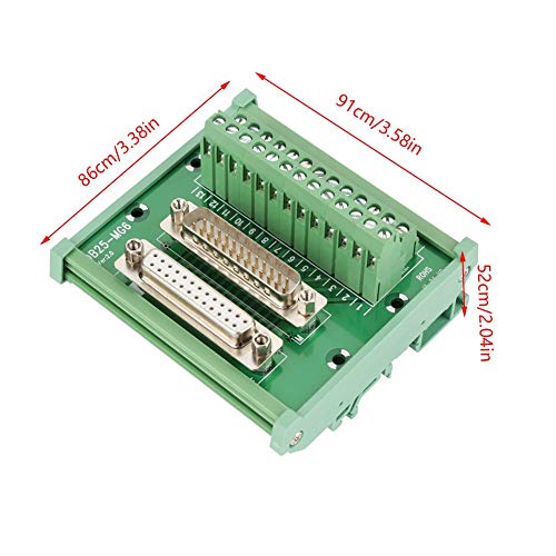 DB25 D-Sub pin header socket header, PLC breakout card circuit board connection board block interface plug for DIN rail mounting branch fuse switch-off plate connection board