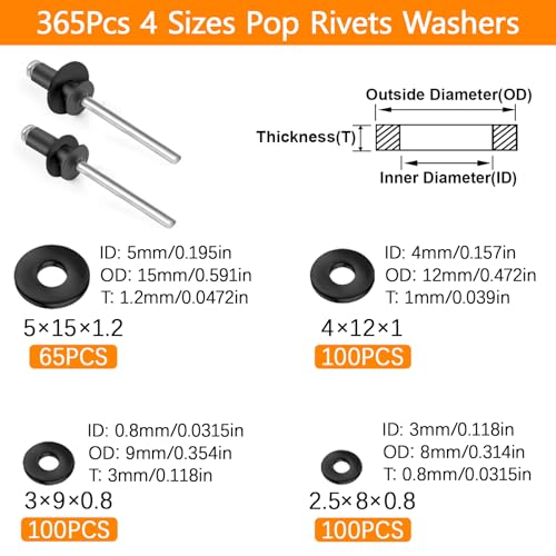 900 Pcs Black Pop Rivets Assortment Kit with Washers, SAE Aluminum Blind Rivets, 14 Sizes Metal Pop Rivet Assortment for Metal Furniture, Automotive(3/32" 1/8" 5/32" 3/16") (Pack of 2) 3/32inch 1/8inch 5/32inch 3/16inch (Pack of 2)