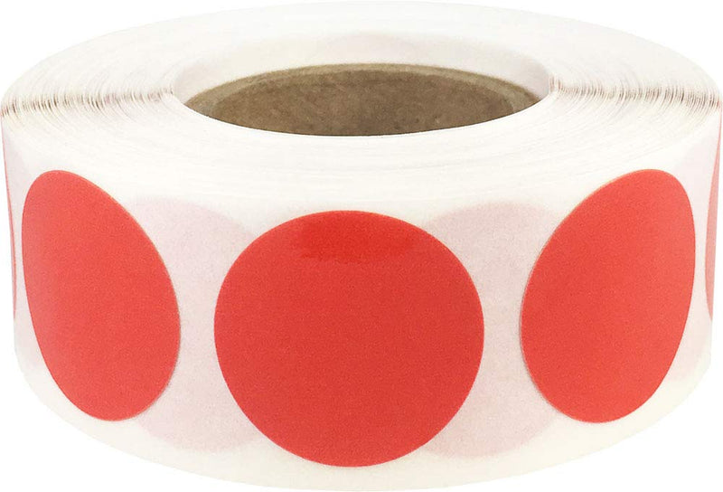 Laminated Red Color Coding Labels for Organizing Inventory 1 Inch Round Circle Dots 500 Total Adhesive Stickers On A Roll