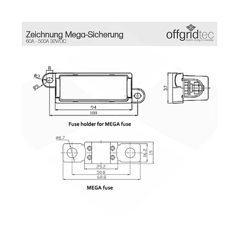 Offgridtec® MEGA-Fuse fuse holder Mega fuse holder