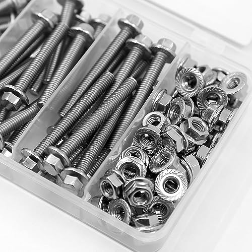 112PCS M6 Stainless Steel 304 Flanged Hex Head Bolts and Nuts kit 10mm 20mm 30mm 40mm 50mm 112PCS M6 Bolts and Nuts Kit