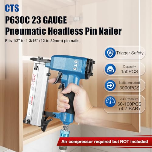 KIMSING P625 23 Gauge 1-inch Pin Nails 10000 PCS/Box and CTS P630C Headless Pin Nailer