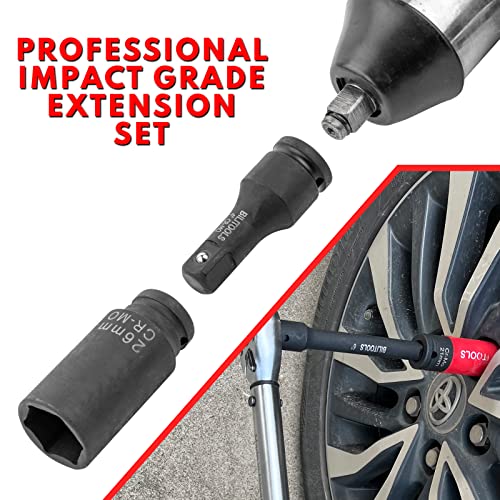 BILITOOLS 3Pcs 3/4" Drive Impact Extension Bar Set, 4" 6" 10", Cr-Mo Steel Impact Extension Set
