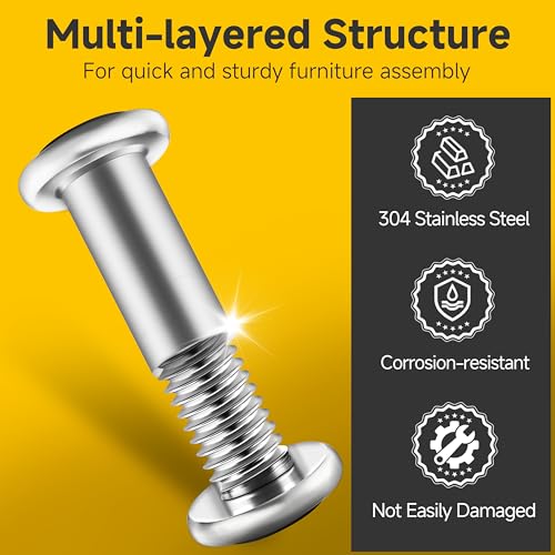Mywish 10Sets M6 x 30mm Flat Head Hex Socket Cap Screws Bolts and Barrel Nuts Kit & 660PCS M5 M6 M8 Bolt Screw Set, Metric Bolt Assortment, 304 Stainless Steel, Nut and Bolt Set Flat & Spring Washers,